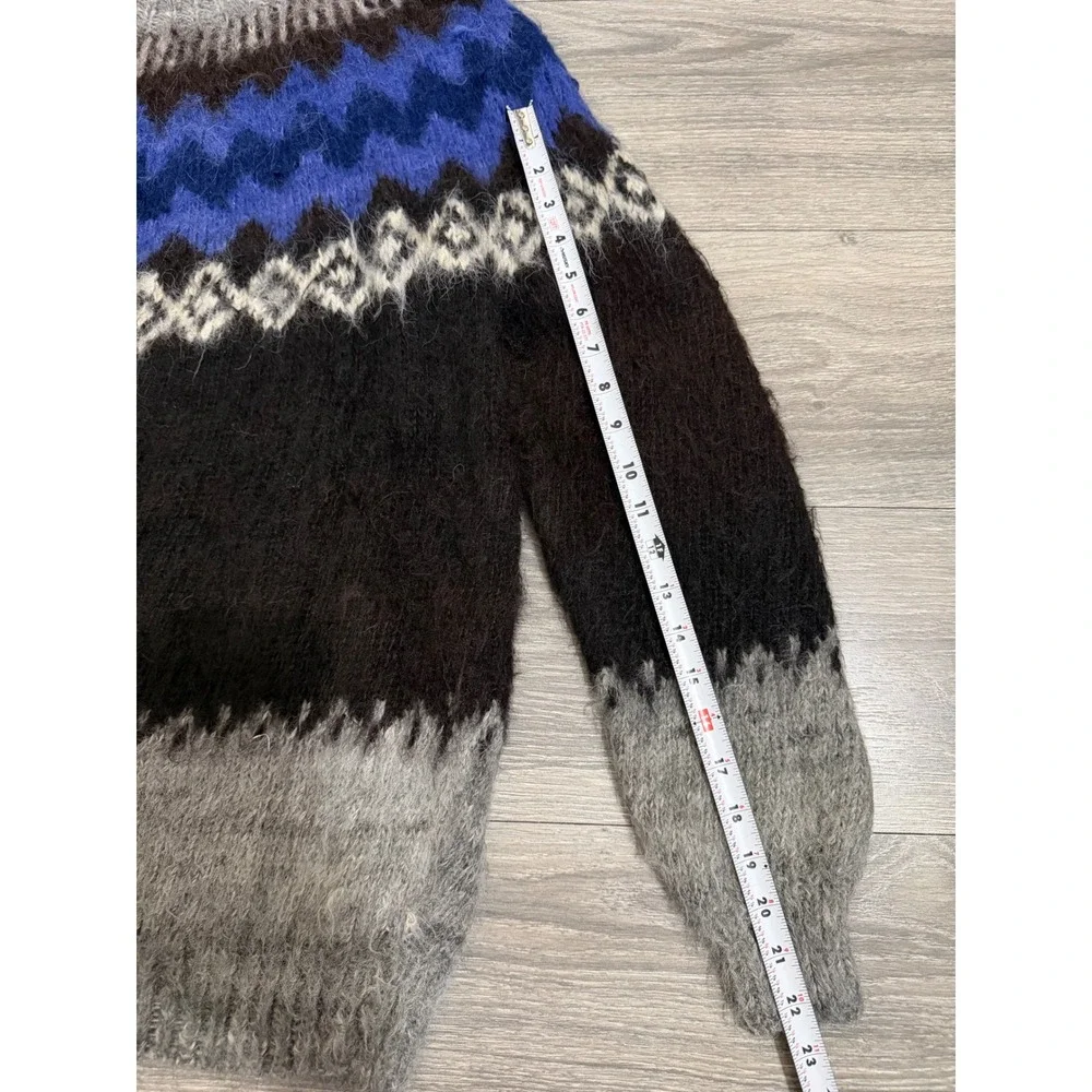 Vintage 90s Rev Wear 100% Alpaca Wool Fair Isle Sweater M Men Brown Blue Bolivia